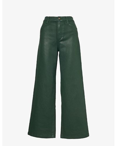 FAVORITE DAUGHTER The Mischa Wide-leg High-rise Stretch-denim Jeans - Green