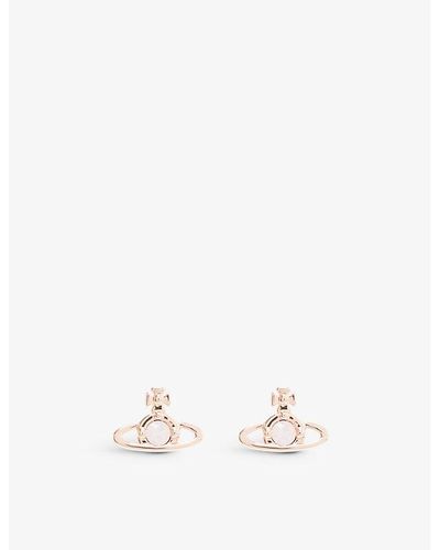 Vivienne Westwood Nano Solitaire Rose Gold-plated Brass And Crystal Stud Earrings - Natural
