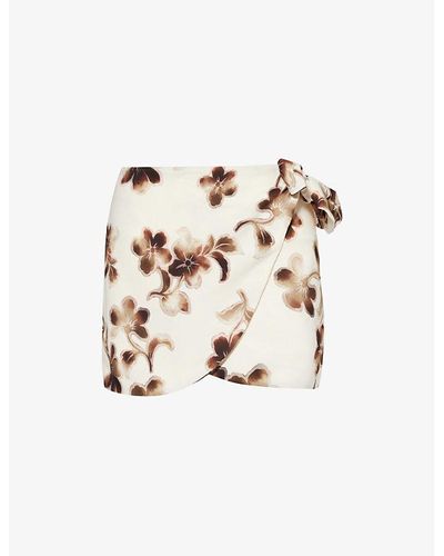 Bec & Bridge Pauline Floral-print Stretch-woven Mini Skirt - Natural