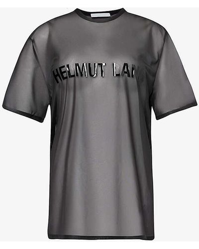 Helmut Lang Brand-text Sheer Mesh T-shirt - Grey