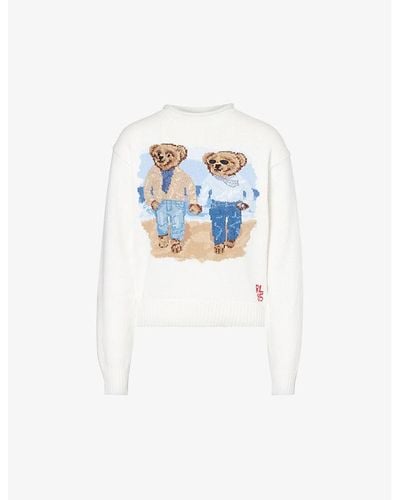 Polo Ralph Lauren Polo Bear-intarsia Cotton-knit Sweater - White