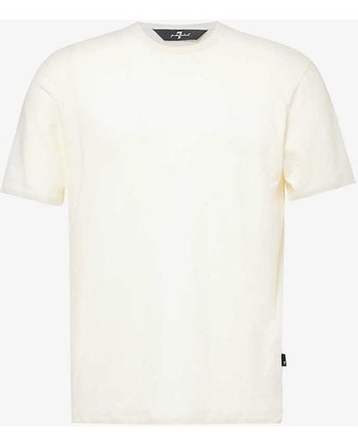 7 For All Mankind Branded-patch Short-sleeved Stretch-linen Jersey T-shirt X - White