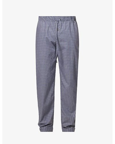 Hanro Plaid-print Elasticated-waist Pyjama Botto - Blue