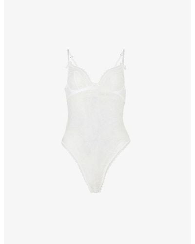 Agent Provocateur Hinda Sheer Stretch-lace Body - White