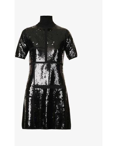 JOSEPH Sequin-embellished Knitted Mini Dress X - Black