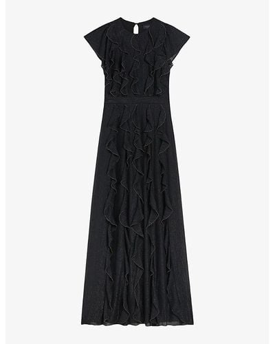 Ted Baker Hazzie Ruffled Woven Maxi Dress - Black