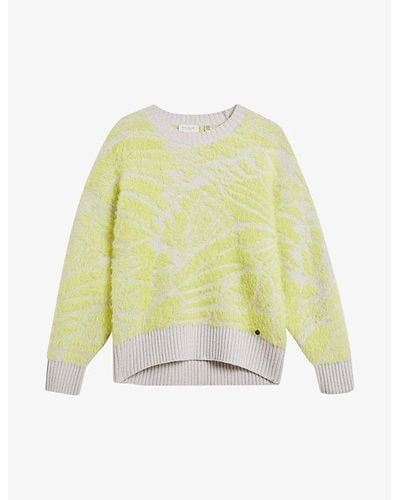 Ted Baker Marrlo Jacquard-weave Knitted Sweater - Yellow
