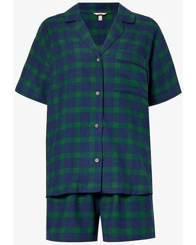 Eberjey Checked Relaxed-fit Cotton Pyjamas - Green