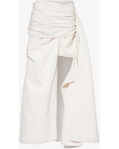 House Of Sunny Cascade Asymmetric-hem Cotton-blend Skirt - White
