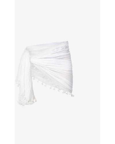 Seafolly Tasselled Self-tie Cotton Gauze Sarong - White