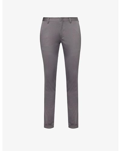 Paul Smith Pressed-crease Slim-fit Straight-leg Stretch-cotton Pants - Gray