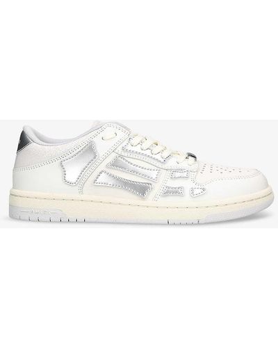 Amiri Metallic Skel Panelled Leather Low-top Trainers - Natural