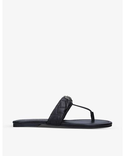 Kurt Geiger Kensington T-bar Leather Sandals - Black