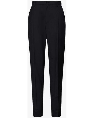 Undercover Band-patch Regular-fit Tapered-leg Mid-rise Wool Trousers - Black