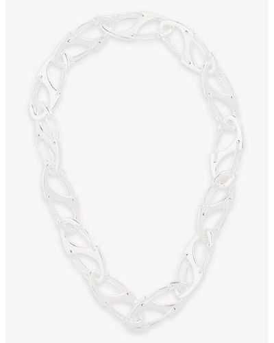 Martine Ali Bias Lanyard-clasp 925 Sterling- Plated Brass Necklace - White