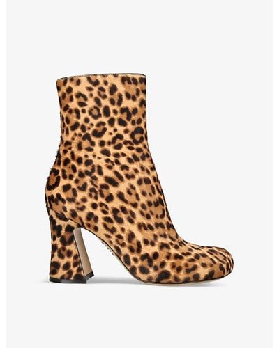 Loewe Calle Leopard-print Leather Ankle Boots - Brown