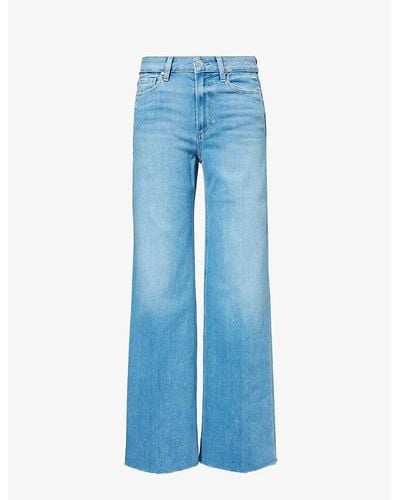 PAIGE Anessa Straight-leg Raw-hem High-rise Stretch-denim Jeans - Blue