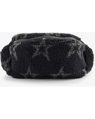 Perfect Moment Star-pattern Adjustable-strap Fleece Belt Bag - Black
