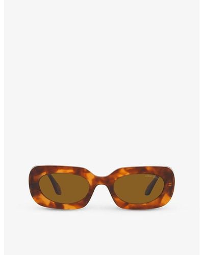 Giorgio Armani Ar8182 Tinted-lens Rectangle-frame Acetate Sunglasses - Red