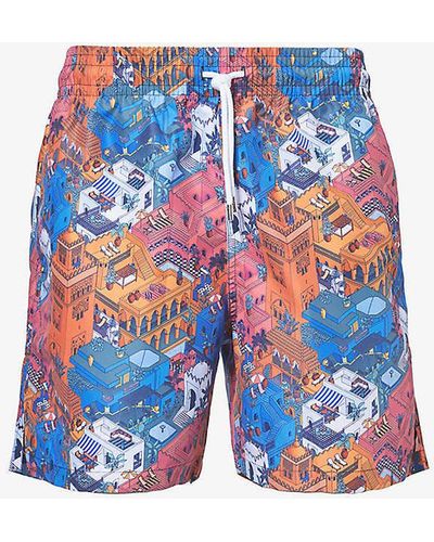 Derek Rose Maui Graphic-print Swim Shorts - White