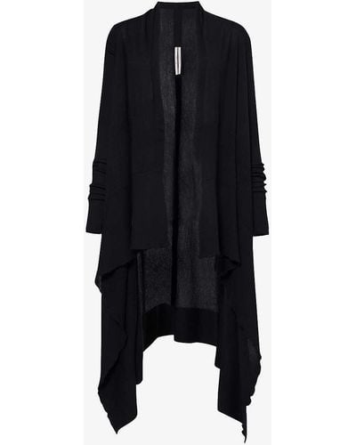 Rick Owens Relaxed-fit Waterfall-hem Cashmere Cardigan - Black