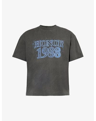 Honor The Gift Logo Text-print Cotton-jersey T-shirt X - Grey