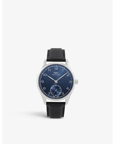 IWC Schaffhausen Iw358305 Portugieser Stainless-steel And Leather Automatic Watch - Black