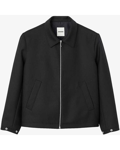 Sandro Zip-up Regular-fit Wool-blend Jacket X - Black