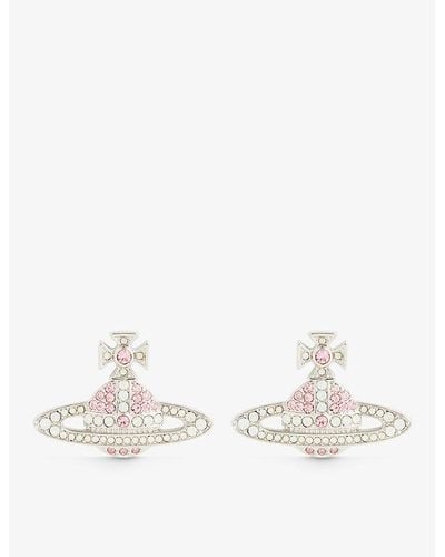 Vivienne Westwood Kika Crystal-embellished Brass Stud Earrings - White