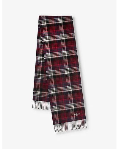 Mulberry Checked Logo-embroidered Wool Scarf
