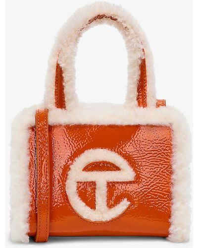 UGG X TELFAR Small Crinkled-leather Tote Bag - Orange