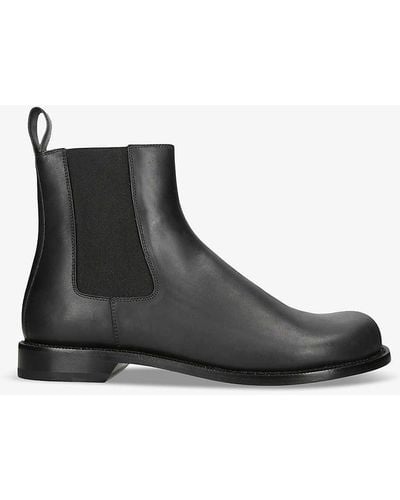 Loewe Campo Pull-on Waxed-leather Chelsea Boots - Black