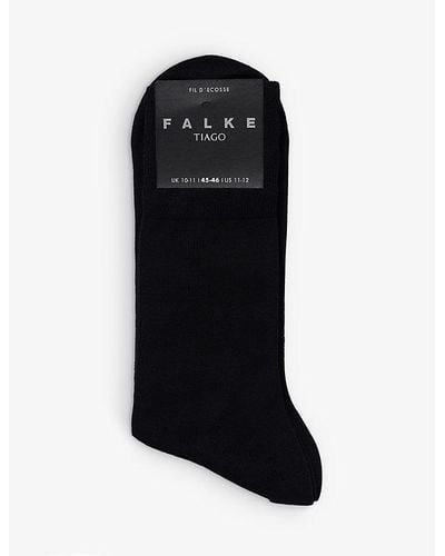 FALKE Tiago Ribbed-edge Cotton-blend Socks - Black