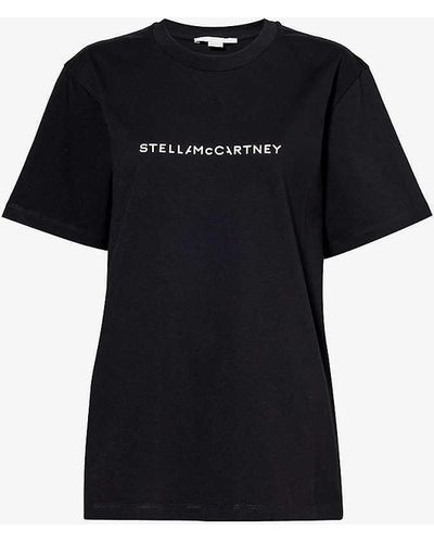 Stella McCartney Stella Iconics Brand-print Cotton-jersey T-shirt - Black