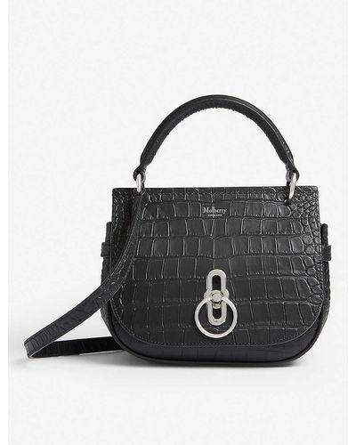 Mulberry Amberley Small Croc-embossed Leather Satchel - Black
