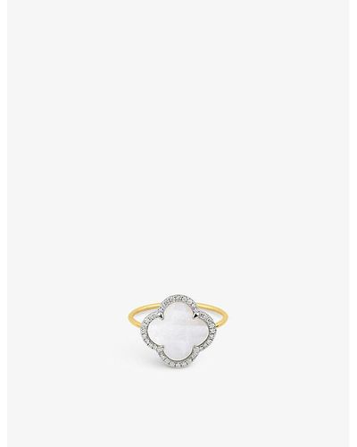The Alkemistry Morganne Bello 18ct Yellow-gold And Diamond Mother Of Pearl Ring - White