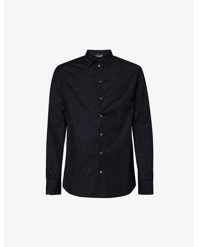 Emporio Armani Slim-fit Long-sleeved Cotton Shirt - Blue