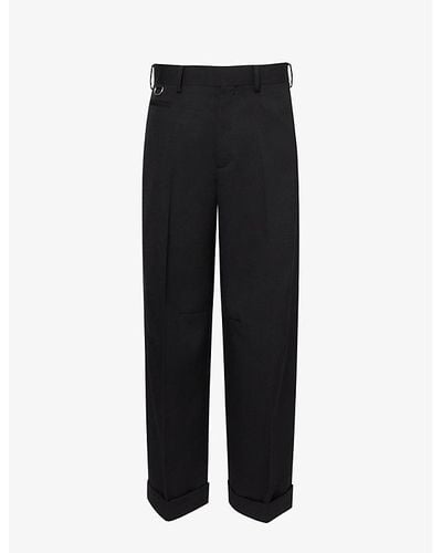 Undercover D-ring Wide-leg Relaxed-fit Wool Pants - Black
