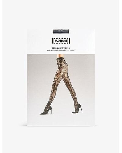 Wolford Floral Net Stretch-woven Tights - White