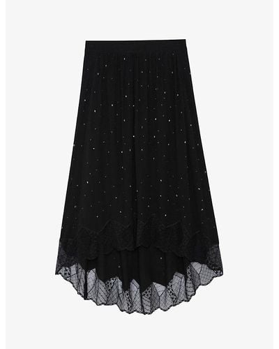Zadig & Voltaire Joslin Crystal-embellished Woven Midi Skirt - Black