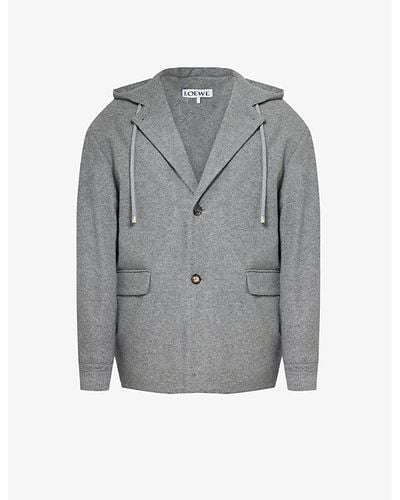Loewe Notched-lapel Relaxed-fit Wool And Cashmere-blend Jacket - Gray