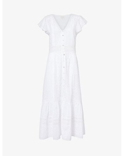 Aspiga Nyla V-neck Organic-cotton Maxi Dress - White