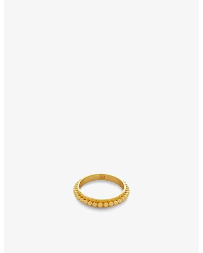 Monica Vinader Deia Beaded 18ct -plated Vermeil Sterling-silver Stacking Ring - Metallic