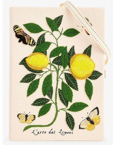 Olympia Le-Tan Cre Lemons And Butterflies Cotton-blend Clutch - Multicolour