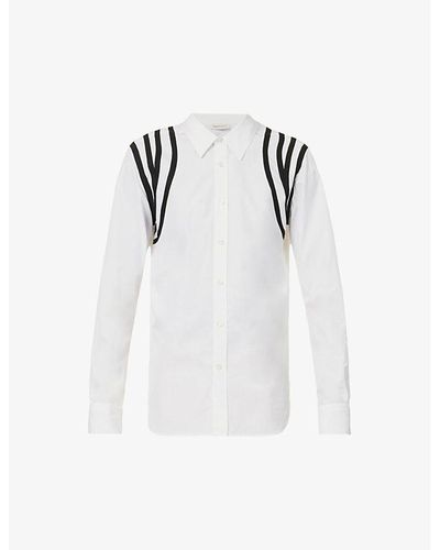 Alexander McQueen Harness Graphic-print Slim-fit Cotton Shirt - White