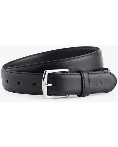 Polo Ralph Lauren Logo-embossed Thin Leather Belt - Black