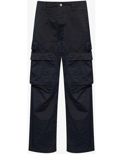 Purple Brand Flap-pocket Wide-leg Cotton-twill Trouser - Blue