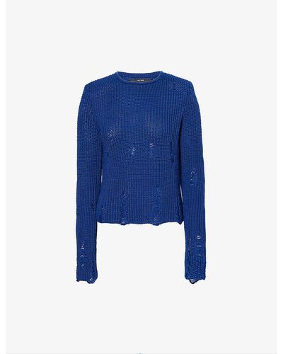 Song For The Mute Distressed Wool-blend Knitted Top - Blue