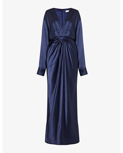 Christopher Esber Triquetra Twisted-panel Silk Maxi Dress - Blue