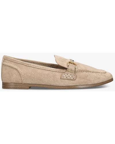 KG by Kurt Geiger Madeline Horse Bit Chain Suede Loafers - Natural